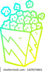 dibujo de línea de gradiente frío de un cine de dibujos animados palomitas