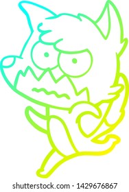 cold gradient line drawing of a cartoon annoyed fox