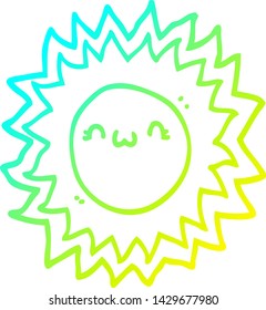 cold gradient line drawing of a cartoon sun