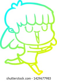 dibujo de línea de gradiente frío de una mujer caricaturista