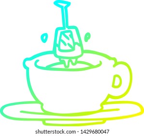 cold gradient line drawing of a cartoon cup of tea