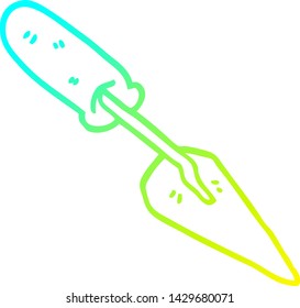 cold gradient line drawing of a cartoon trowel