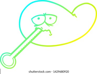 cold gradient line drawing of a cartoon ill gall bladder