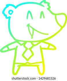 cold gradient line drawing of a cartoon bear in shirt and tie