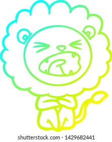 dibujo de una línea de degradado frío de un león enojado