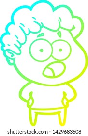 dibujo de una línea de degradado frío de un hombre impactado