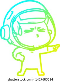 cold gradient line drawing of a cartoon stressed astronaut