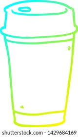 cold gradient line drawing of a cartoon take out coffee