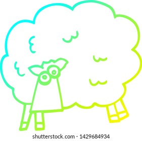 cold gradient line drawing of a cartoon funny sheep