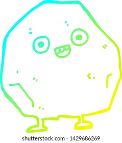 dibujo de línea de degradado frío de una roca de dibujos animados