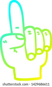 cold gradient line drawing of a cartoon pointing hand