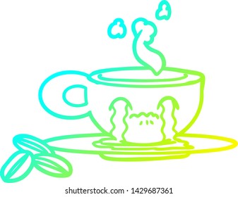 dibujo de línea de gradiente frío de una caricatura que llora espresso mug