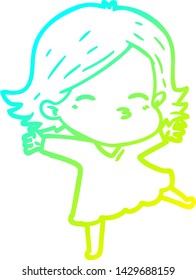 dibujo de línea de gradiente frío de una mujer caricaturista