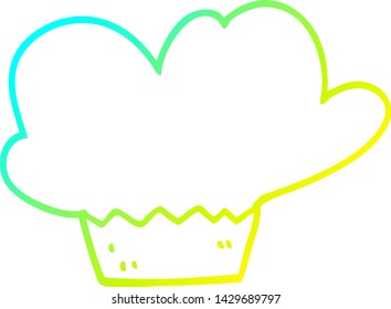 dibujo de línea de gradiente frío de un muffin de dibujos animados