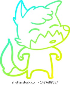 cold gradient line drawing of a cartoon fox