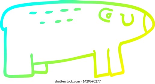 cold gradient line drawing of a cartoon sleepy bear