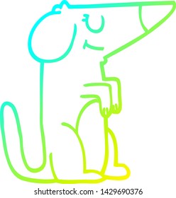 cold gradient line drawing of a cartoon dog