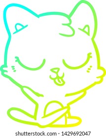 dibujo de línea de degradado frío de un gato de dibujos animados