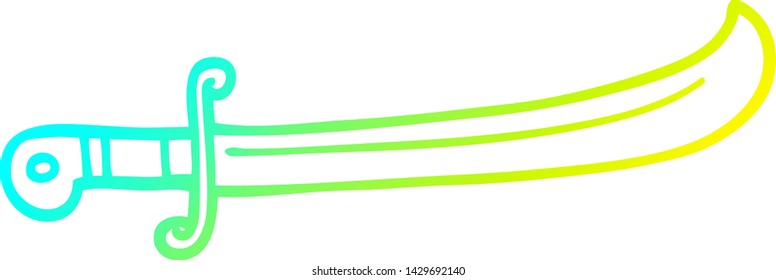 cold gradient line drawing of a cartoon jeweled sword