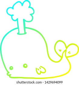 cold gradient line drawing of a cartoon whale