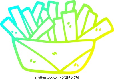 cold gradient line drawing of a cartoon french fries