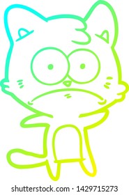 cold gradient line drawing of a cartoon nervous cat