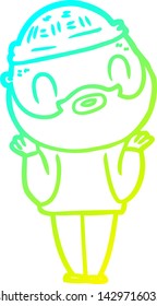 cold gradient line drawing of a cartoon bearded man