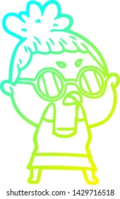 dibujo de una mujer fastidiada con gradiente frío