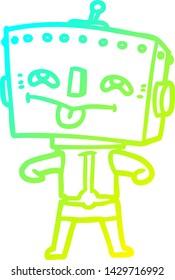 cold gradient line drawing of a cartoon robot