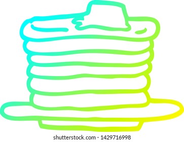 cold gradient line drawing of a cartoon stack of pancakes