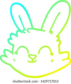 dibujo de una línea de degradado frío de un conejo feliz con dibujos animados