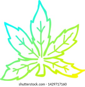 dibujo de una hoja de caricatura de marihuana en gradiente frío