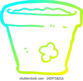 cold gradient line drawing of a cartoon plant pot