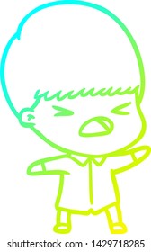dibujo de línea de degradado frío de un hombre estresado de caricatura