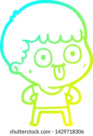 cold gradient line drawing of a cartoon man staring