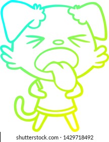 cold gradient line drawing of a cartoon disgusted dog