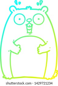 cold gradient line drawing of a cartoon shocked ground hog