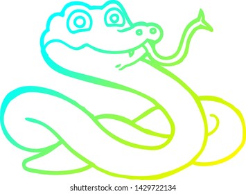 dibujo de línea de degradado frío de una serpiente de dibujos animados