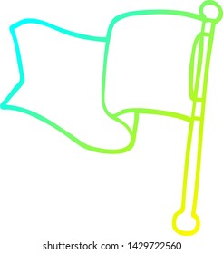 cold gradient line drawing of a cartoon red flag