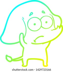 cold gradient line drawing of a cartoon unsure elephant