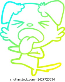 cold gradient line drawing of a cartoon disgusted dog