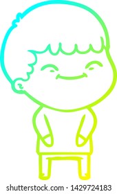 dibujo de línea de gradiente frío de un niño feliz de caricatura