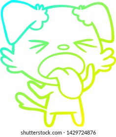 cold gradient line drawing of a cartoon disgusted dog