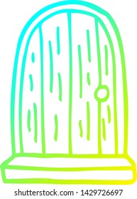 dibujo de línea de degradado frío de una puerta de madera antigua