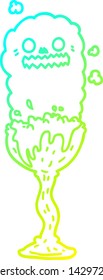 cold gradient line drawing of a cartoon spooky halloween potion cup