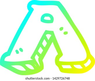 desenho de linha de gradiente frio de uma letra de desenho animado a