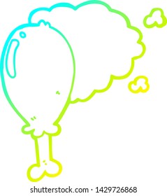 dibujo de línea de gradiente frío de una pierna de pollo de dibujos animados
