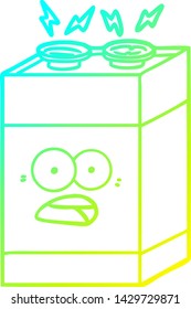 dibujo de línea de gradiente frío de una batería de dibujos animados golpeados