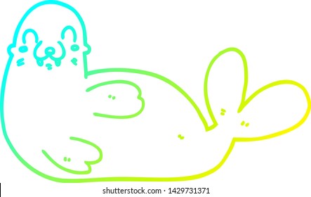 dibujo de línea de degradado frío de un sello de dibujos animados