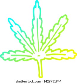 kalte Farbverlauf-Linienzeichnung eines Marihuana-Cartoons